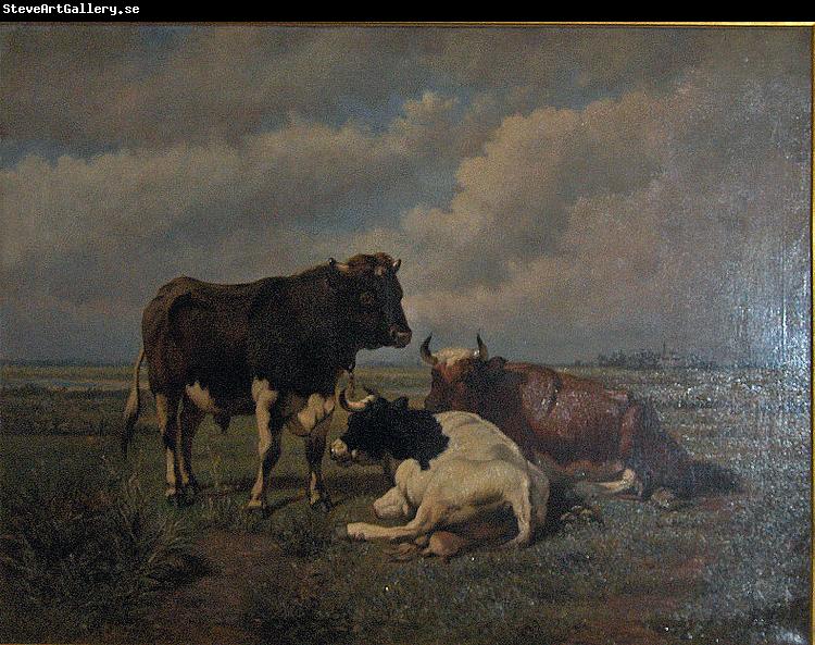 unknow artist Two cows and a bull